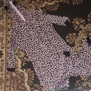 LIKE NEW! Women's Place PJ Pink & Black Leopard Print Onesie; Large
